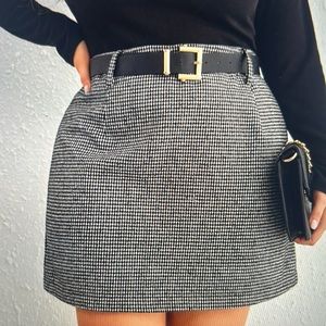 Houndstooth print straight skirt without belt